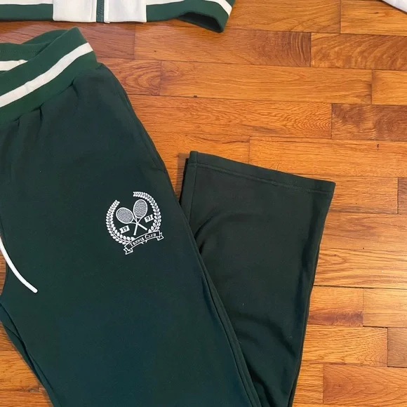 Fashion Nova White and Hunter Green Tennis Club Style Tracksuit - Picture 3 of 7